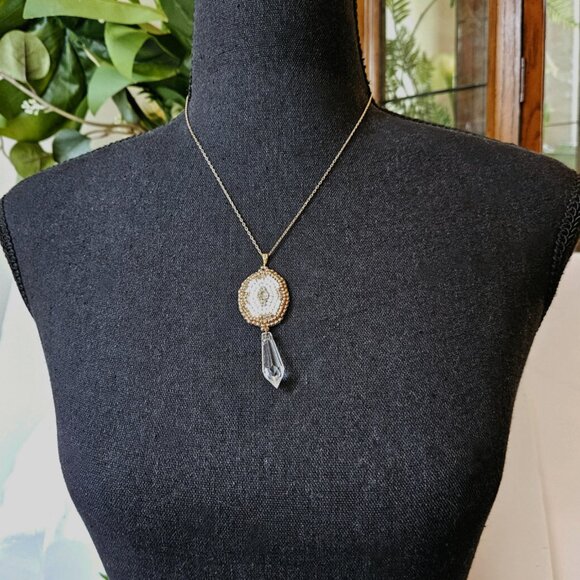 2/$27 | White + Crystal Beaded Indigenous Necklace | Handmade Jewelry - Picture 2 of 7